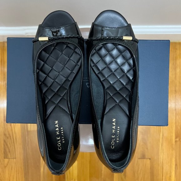 Cole Haan Black Emory Open Toe Wedge Size 5.5 - Picture 2 of 7